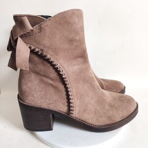 Ugg Boots Size 8 Mid-Calf Fraise Whipstitch Taupe Neutral Leather Block Heel Zip